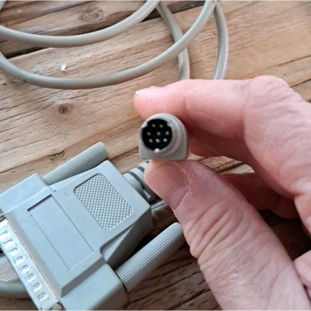 Vintage UNBRANDED Computer ~ 6' Serial Printer Cable - Mini Din 8 pin to DB25